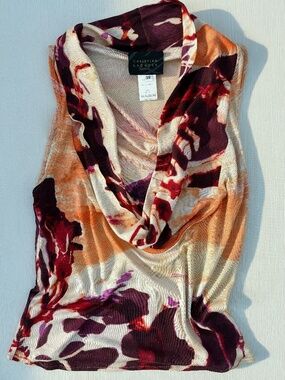 Christian Lacroix Vintage Silk Draped Cowl Neck Top Size 38